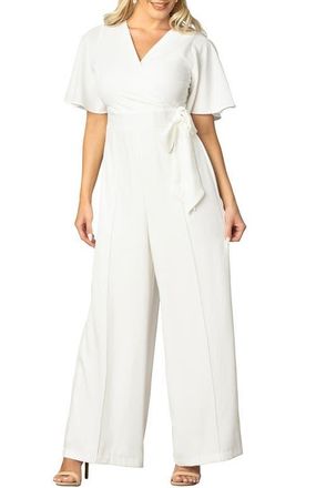 Kiyonna Karina Crepe Jumpsuit in Ivory at Nordstrom, Size X-Small