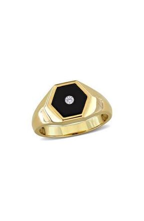 Delmar Onyx & Diamond Signet Ring in Black at Nordstrom Rack, Size 13
