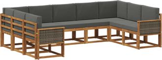 vidaXL Conjunto De Sof&aacute;s De Exterior 9 Uds. Natural Y Antracita Vidaxl