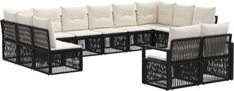 vidaXL Conjunto De Sof&aacute;s De Jard&iacute;n 12 Uds. Negro Rat&aacute;n Sint&eacute;tico Vidaxl