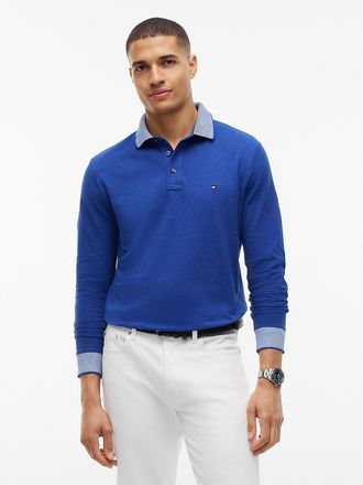 Tommy Hilfiger Mens Regular Fit Two-Tone Pique Polo - Navy Blue Heather - XXL