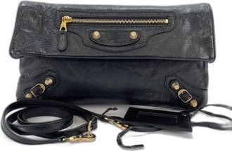 Balenciaga Giant Black Leather Clutch Bag (Pre-Owned)