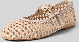 Inuovo Ballerinas aus Leder-Mix in Flecht-Optik in Beige, Gr&ouml;&szlig;e 38