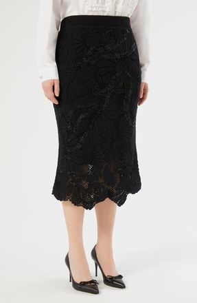 Marina Rinaldi Campale Knit Midi Skirt in Black at Nordstrom, Size Medium