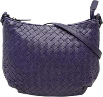 Bottega Veneta Pre-owned Woven Nappa Crossbody Bag - Dames - Vintage Schoudertas - Paars - ONE Size - Leer - Vintage