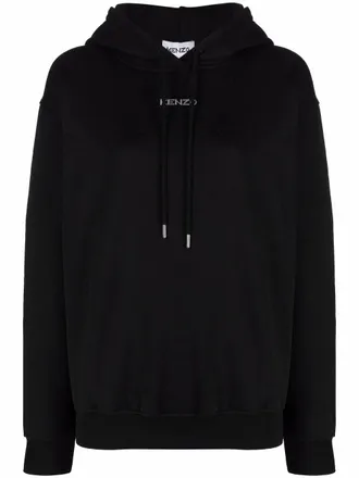 Kenzo logo-print pullover hoodie - women - Cotton - S - Black