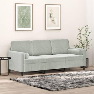 vidaXL Sof&aacute; De 3 Plazas Con Cojines Terciopelo Gris Claro 180 Cm Vidaxl