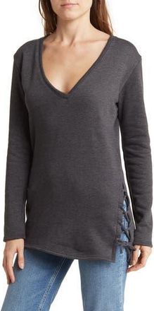 Go Couture Double Laced Tie Dye T-Shirt in Charcoal at Nordstrom Rack, Size X-Large