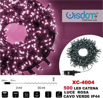 Trade Shop Trade Shop - Light Chain 500 Led Light Light Pink Green Cable Ip44 Xc-4004