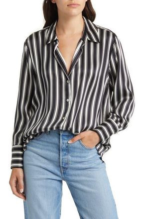 Rails Ledger Stripe Silk Shirt in Melrose Stripe at Nordstrom, Size Small