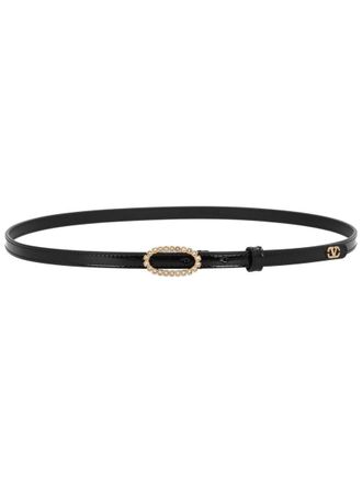 Valentino Garavani Mini VLogo Signature Leather Belt - Black