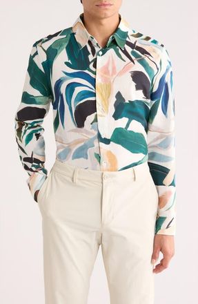 Ted Baker Roger Cotton & Linen Blend Dress Shirt in Assorted at Nordstrom Rack, Size 7(3Xl)