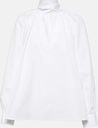 Co Scarf-detail cotton poplin blouse