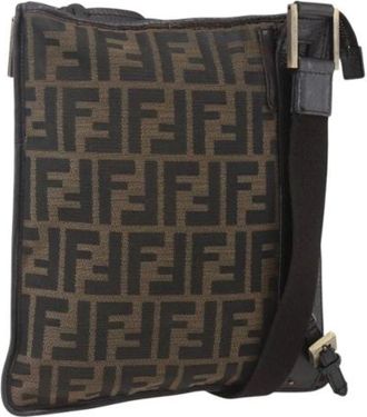 Fendi Pre-owned Cross Body Bags, female, Brown, Size: ONE SIZE Pre-owned Canvas Cross Body Bag