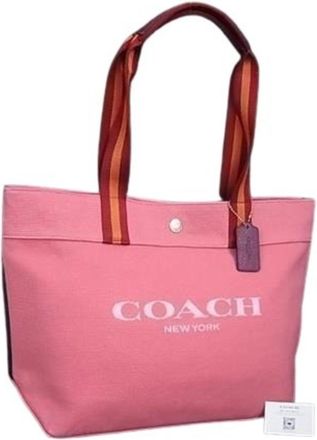 Coach pink Color Canvas Leather Handbag Shoulder Bag Tote Bag (Pre-Owned)