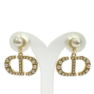 Dior Pre-owned Dior Gold Plated Faux Pearl Tribales Push Back Earrings Ladies VOTT4JLP3N35MB07