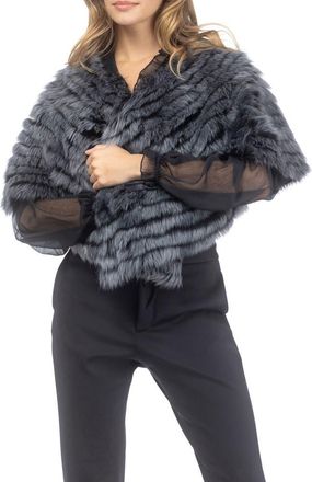 Gorski Genuine Shearling Layered Capelet in Black Brisa at Nordstrom