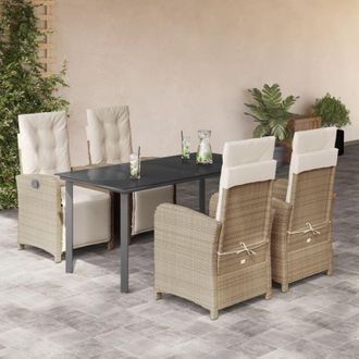 vidaXL Set Comedor De Jard&iacute;n 5 Pzas Con Cojines Rat&aacute;n Sint&eacute;tico Beige Vidaxl
