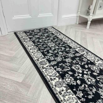 Runrug Hallway Carpet Runner Rug - Soft & Comfy, 9mm - Traditional in Dark Grey | Size: 70 cm x 390 cm