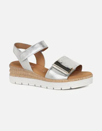 Gabor Womens Shout Womens Wedge Heel Sandals - Silver - Size: 3.5