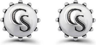Christian Siriano Stamp Oxidized Button Stud Earrings in Silver at Nordstrom Rack