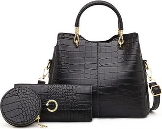 Generic Fashion Retro Bucket Crossbody Bags for Women Hobo Purse Handbag Top Handle Shoulder Satchel Ladies Hobo Totes (Black)