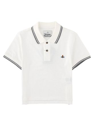 Vivienne Westwood White Cropped Striped Cotton Polo Shirt