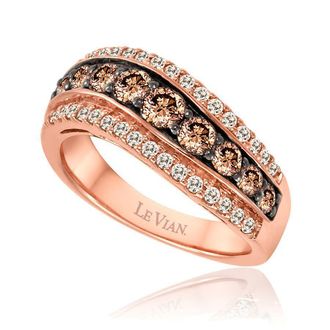 Le Vian Ladies Chocolate Diamond Bands Rings set in 14K Strawberry Gold