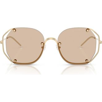 Emporio Armani 54mm Irregular Sunglasses in Shiny Pale Gold/Light Brown at Nordstrom