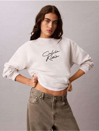 Calvin Klein Jeans Calvin Klein Womens Sequin Script Logo Sweatshirt - Grey - XL