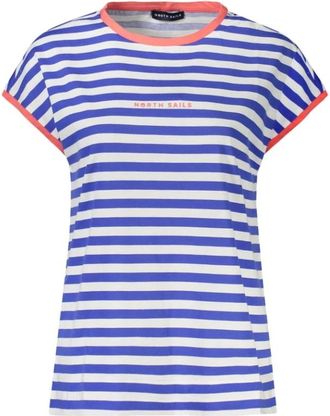 North Sails Tops, Dames, Blauw, S, Gestreept mouwloos T-shirt met reliëflogo