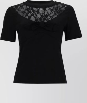 Nina Ricci short sleeve top bow lace detail