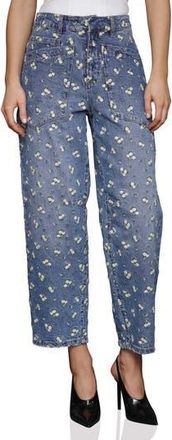 Avec Les Filles Embroidered Barrel Leg Jeans in Cafe Wash at Nordstrom Rack, Size 25