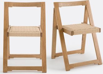 La Redoute Interieurs Set van 2 klapstoelen, eiken en touw, Donna