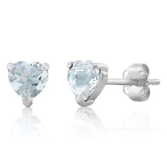 MAX + STONE 925 Sterling Silver 5mm Round Heart Gemstone Hoop Earrings