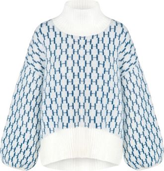 H&eacute;st Fam New Pattern Topper - Dames - Coltruien - Wit - XS - Wol - Truien & Vesten