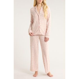 Nordstrom Brushed Hacci Pajamas in Pink Leopard Spots at Nordstrom Rack, Size Medium