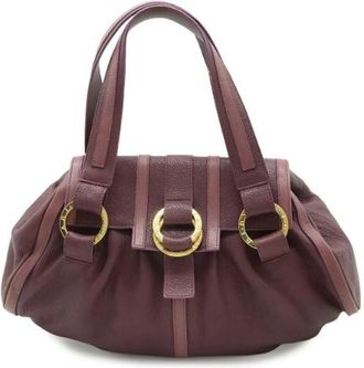 Bulgari Pre-owned Chandhra Leren Schoudertas - Dames - Vintage Handtas - Paars - ONE Size - Leer - Vintage