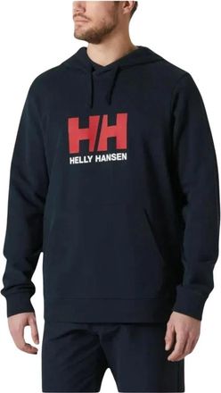Helly Hansen Navy Blauw Logo Hoodie - Heren - Hoodies - Blauw - M - Katoen - Hoodies & sweatvesten