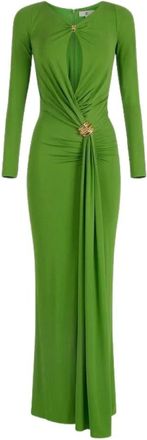 Elisabetta Franchi Rode Loper Jurk met Juweel Details - Dames - Avondkleed - Groen - XS - Kleedjes