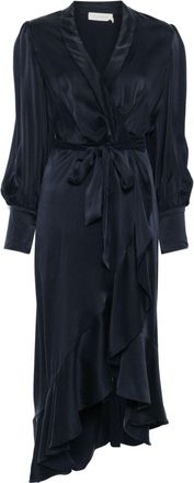 Zimmermann wrap silk midi dress - women - Silk - 0 - Blue
