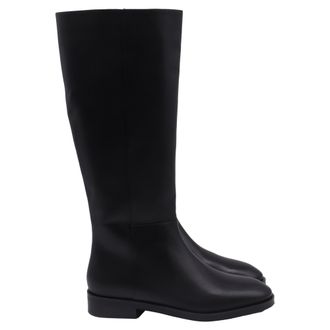Stuart Weitzman Zipped Knee-High Boots in Black Leather
