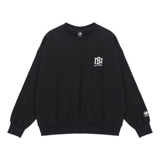 New Balance Logo Print Sweatshirt Asia Sizing Black White AMT23330-BK