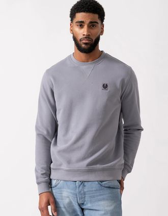 Belstaff Mens Belstaff Mens Crew Neck Sweatshirt With Logo Patch - Faded Indigo - Blue - Size: 40