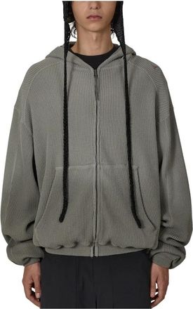 Roa Bee Sun Faded Waffle Zip Up Hoodie - Heren - Vesten met rits - Grijs - L - Katoen - Hoodies & sweatvesten