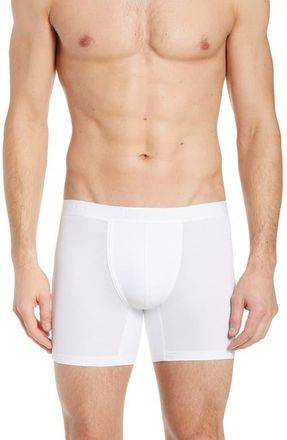 Hanro Cotton Essentials Cotton Long Boxer Brief in All White at Nordstrom, Size X-Large