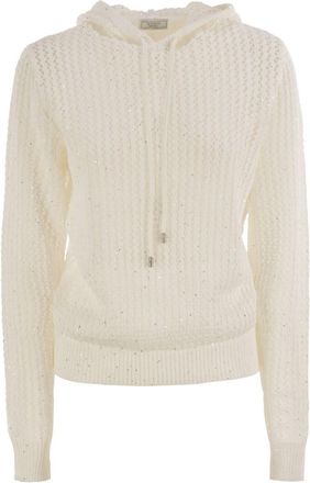 PESERICO Peserico Womens Pure Cotton Cordonet Jumper With Sequins - Ivory - Size EU 44 (Womens)