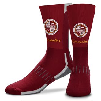 For Bare Feet FBF - NFL Adult Team Logo Phenom Script Crew Dress Socks Footwear for Men and Women Game Day Apparel - Washington Commanders, Multicolor, Medium