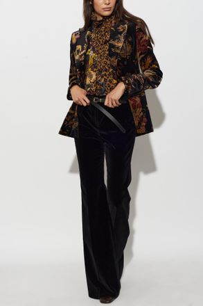 Etro Velvet Blazer With Colorful Print, Womens, Black