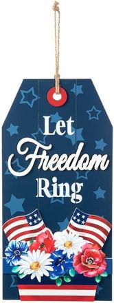Glitzhome Patriotic Americana Wooden Word Sign Door Hanger in Blue at Nordstrom, Size Small
